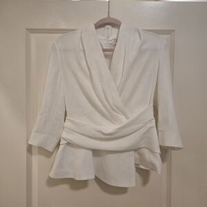 The Fold White Wrap Peplum Top US 6 UK 10